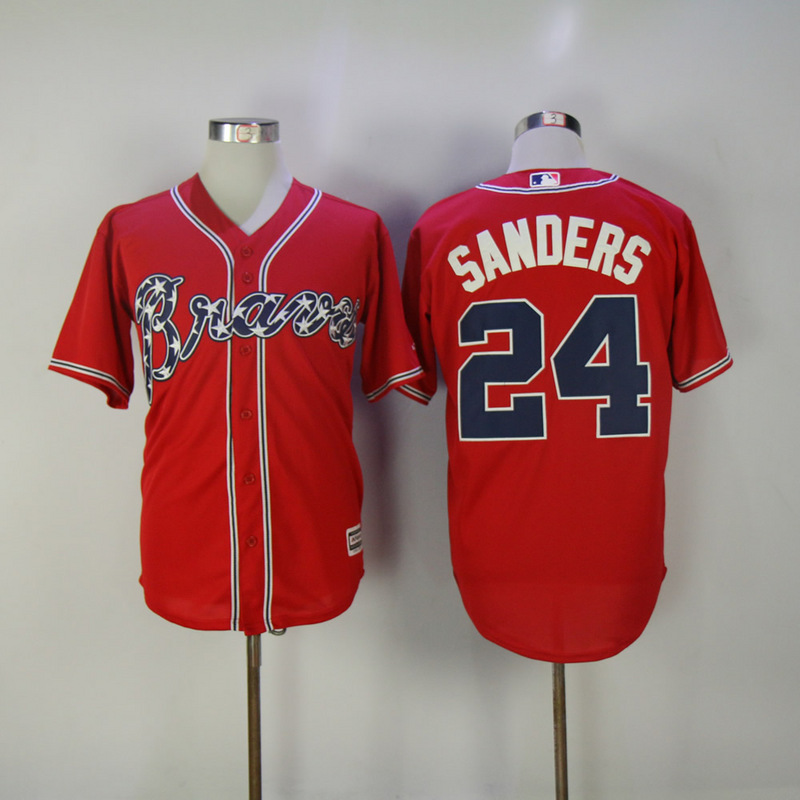 2017 MLB Atlanta Braves #24 Sanders Red Game Jerseys->atlanta braves->MLB Jersey